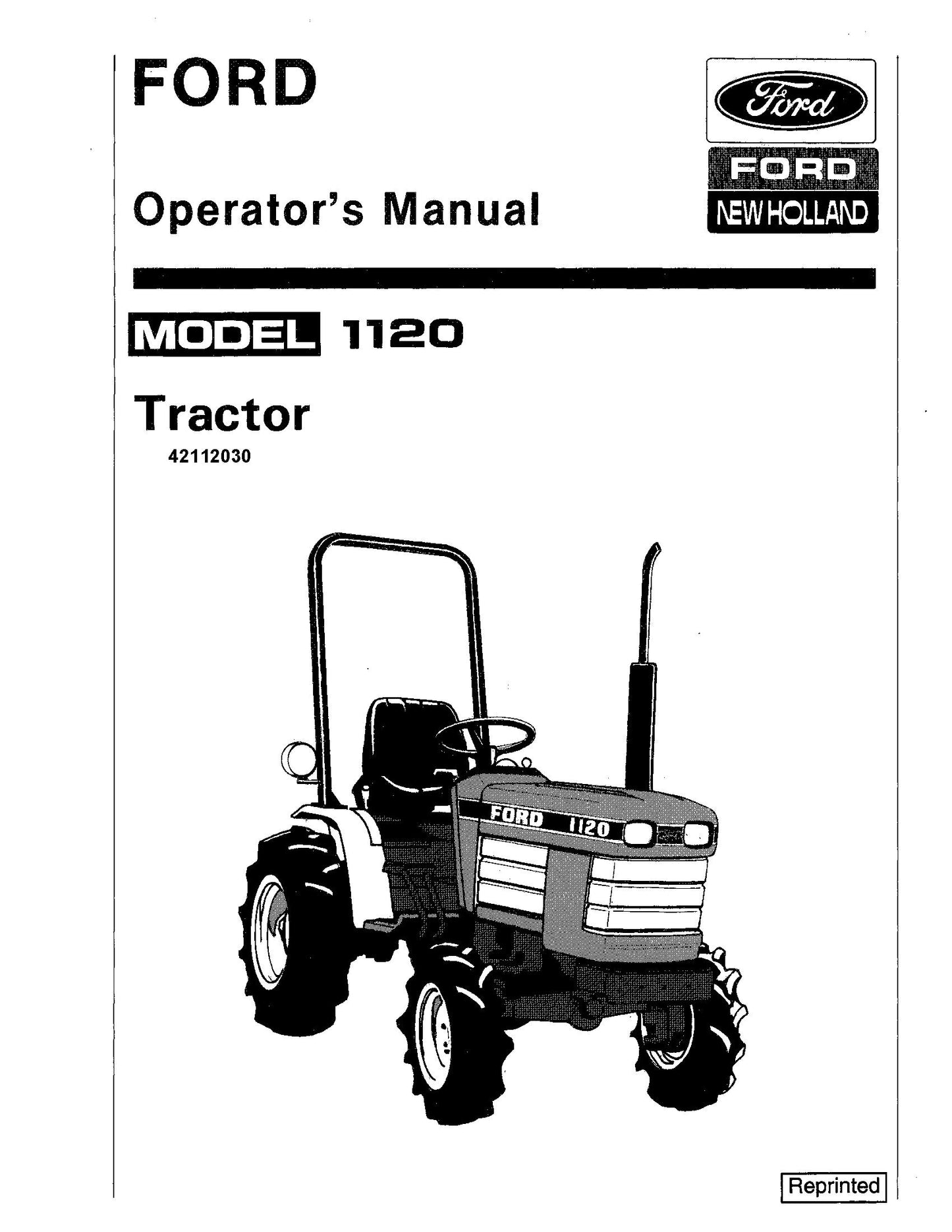 Ford 1120 Tractor Operator's Manual (42112030)