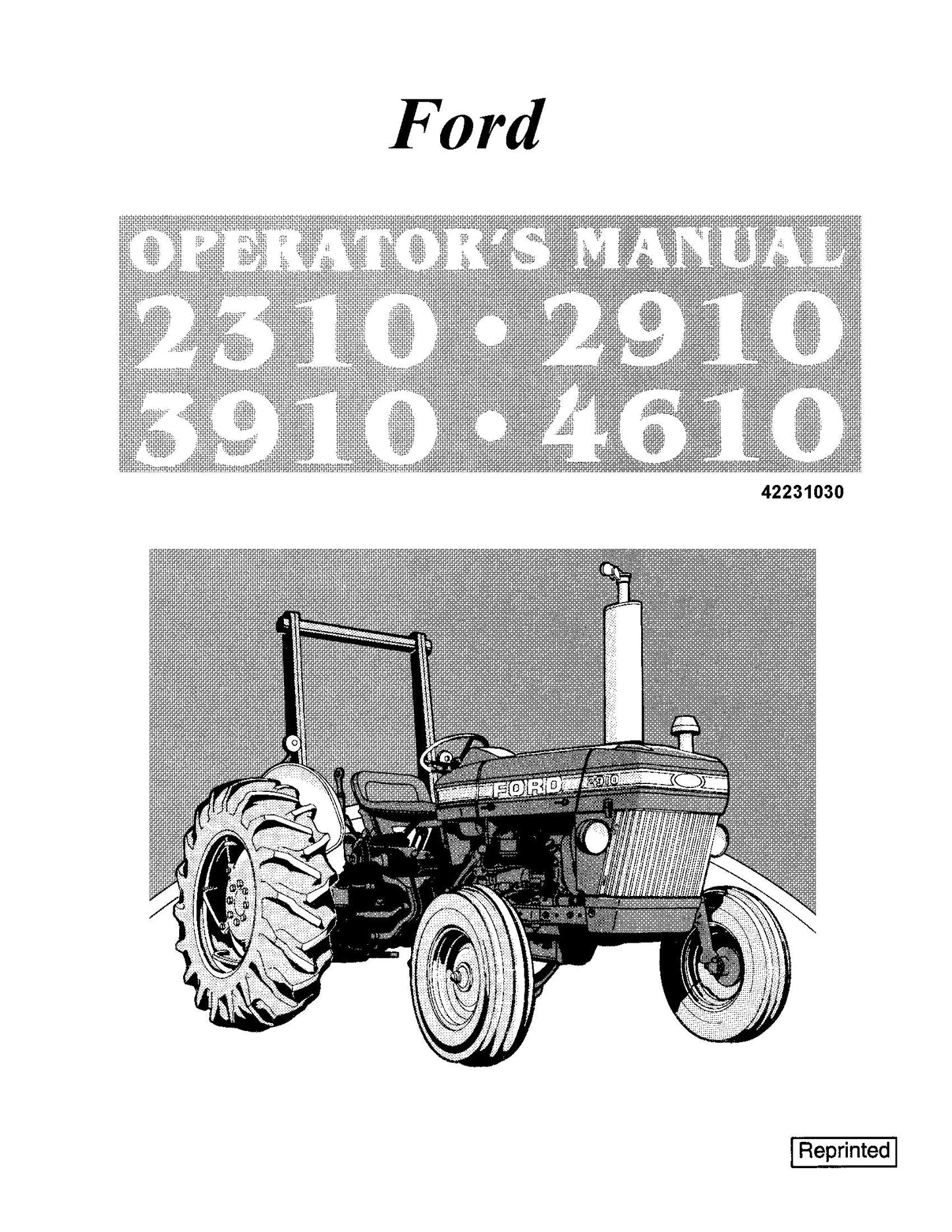 Ford 2310 2910 3910 4610 Operator's Manual (42231030)