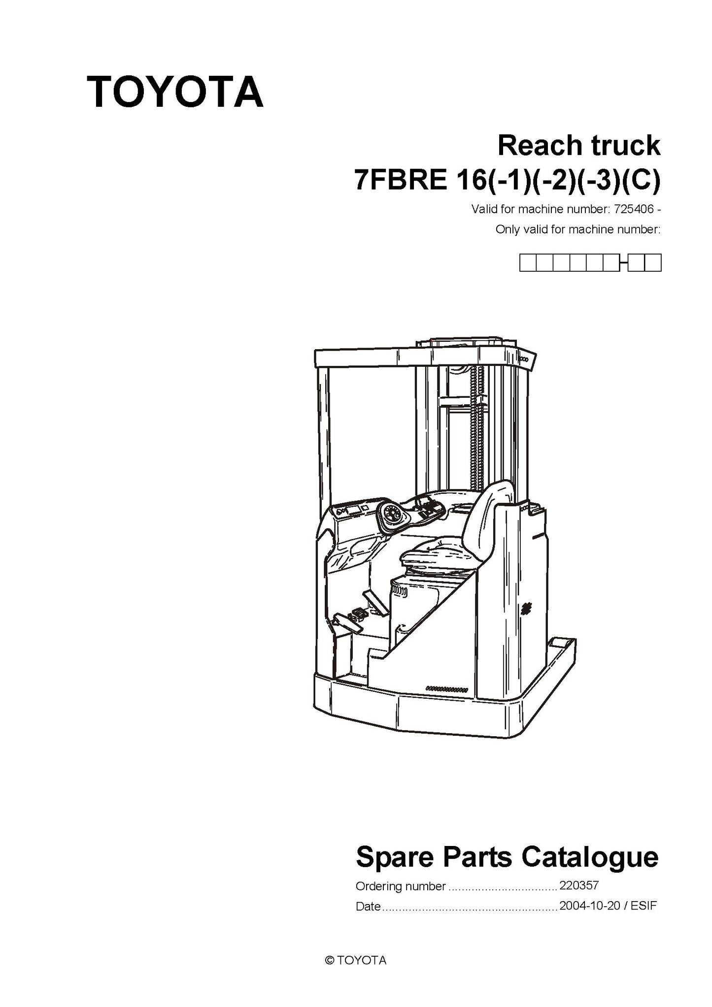 Toyota 7FBRE16 SN725406 - 743653 Spare Parts Catalog
