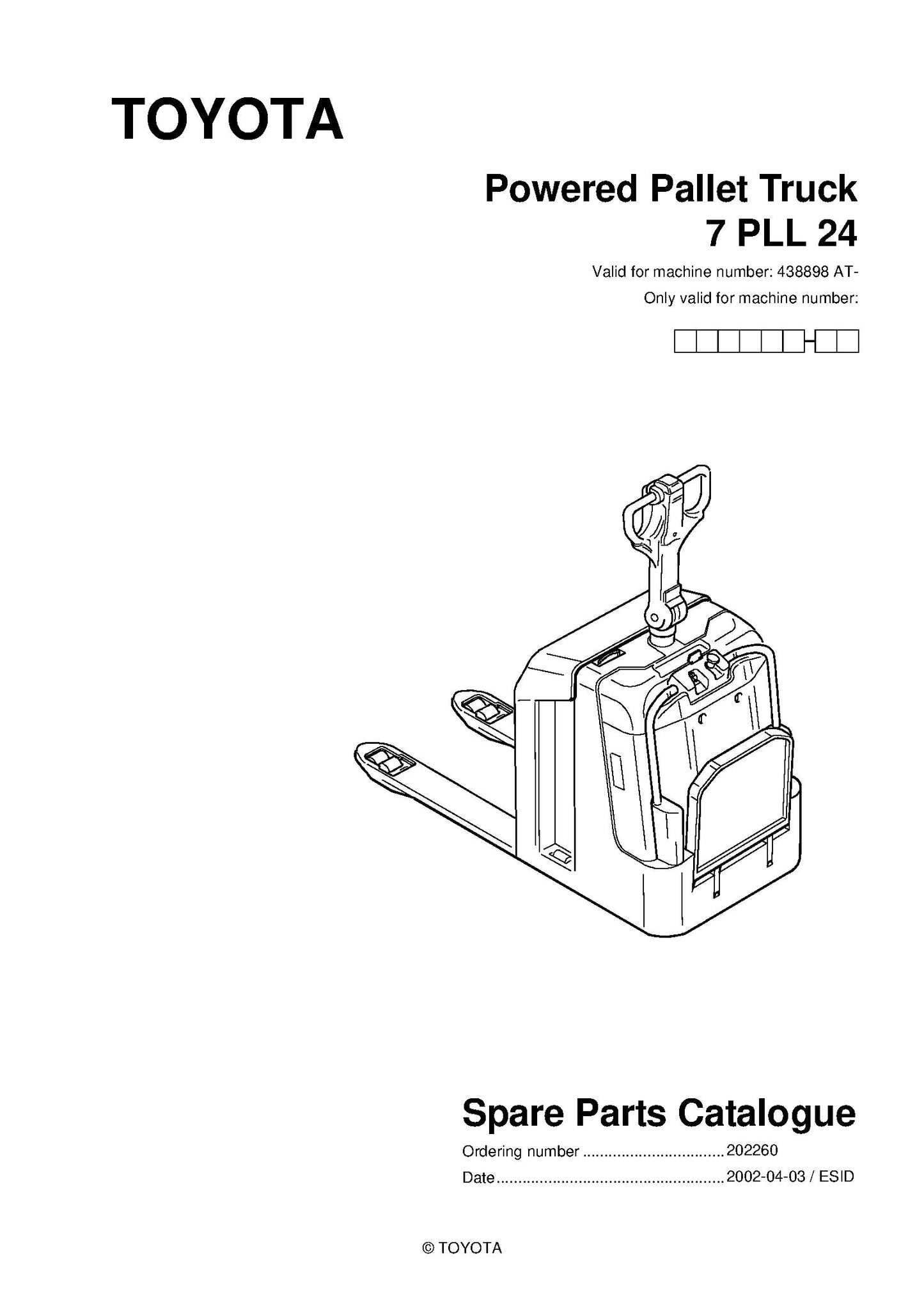 Toyota 7PLL24 SN438898 - 555041 Spare Parts Catalog