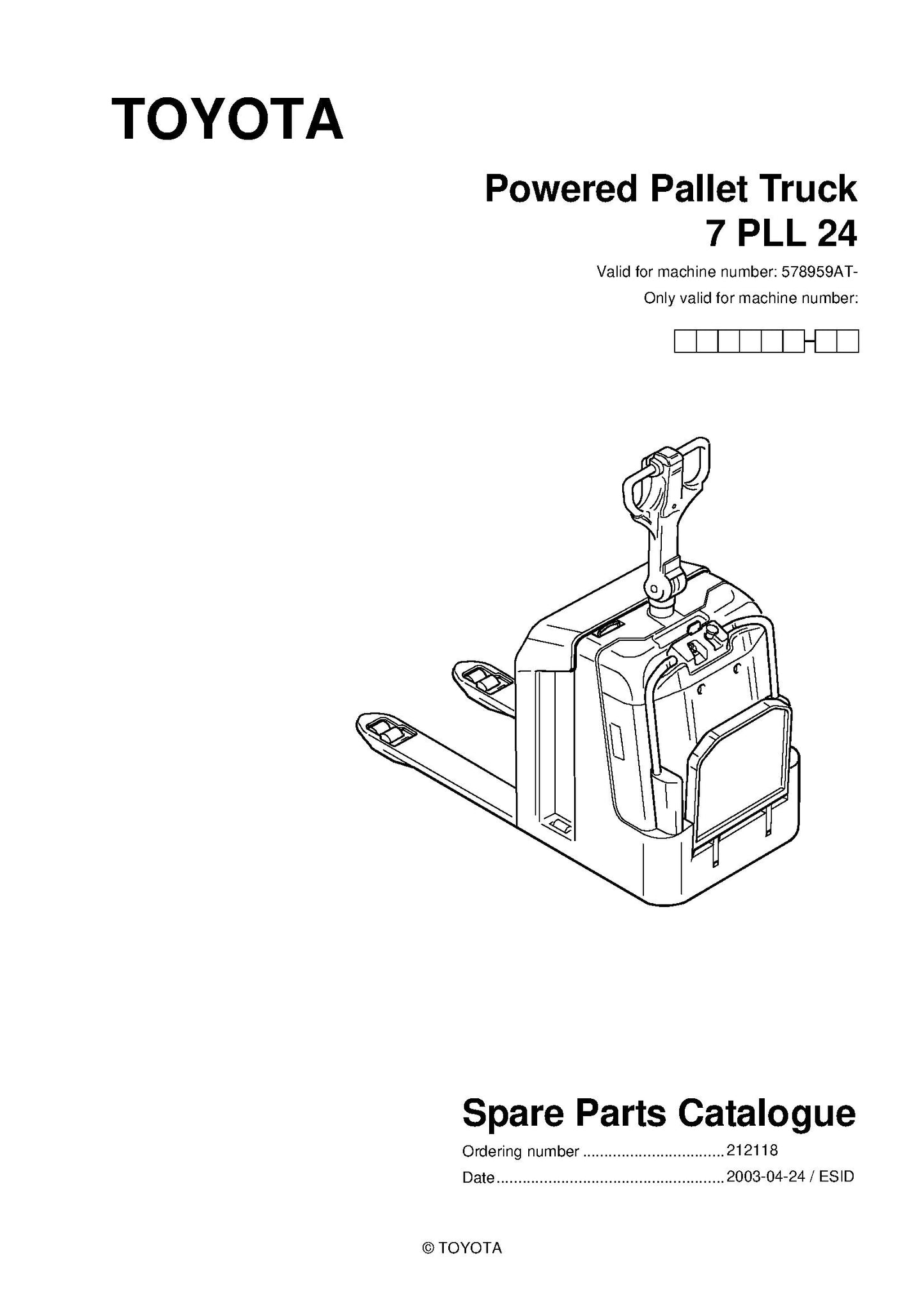 Toyota 7PLL24 SN578959 - 584970 Spare Parts Catalog