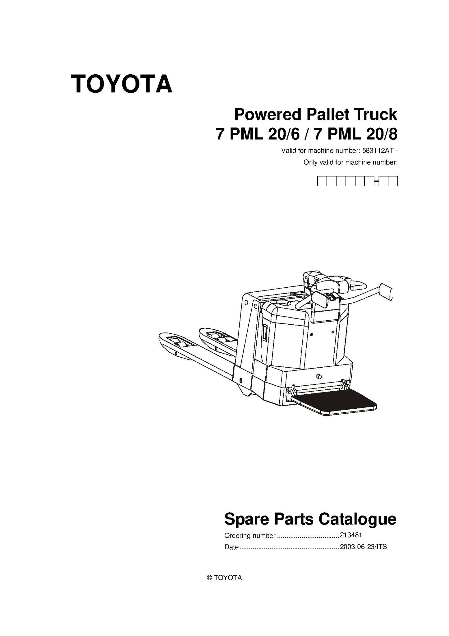 Toyota 7PML20 SN583112 - 589636 Spare Parts Catalog
