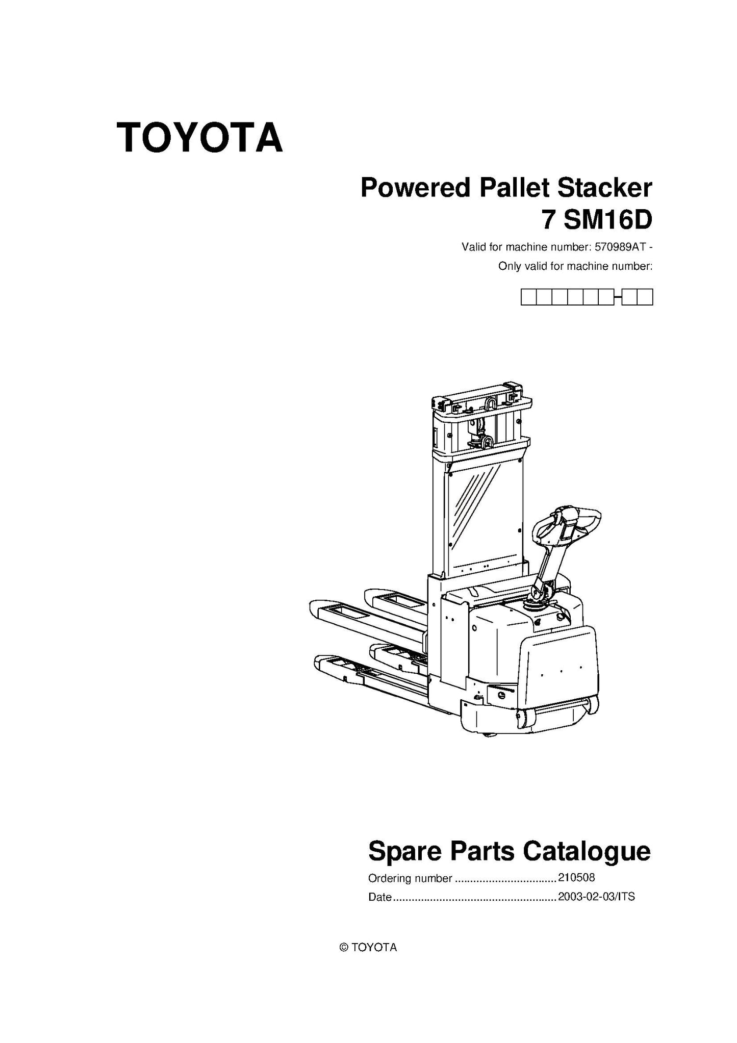 Toyota 7SM16D SN570989 - 704422 Spare Parts Catalog