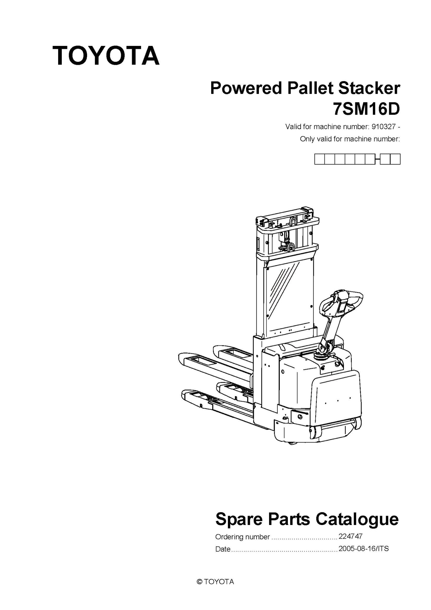 Toyota 7SM16D SN910327 - 922601 Spare Parts Catalog