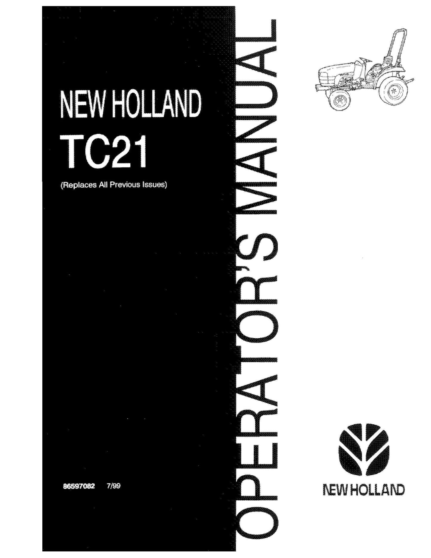 New Holland TC21 Tractor Operator's Manual (86597082)