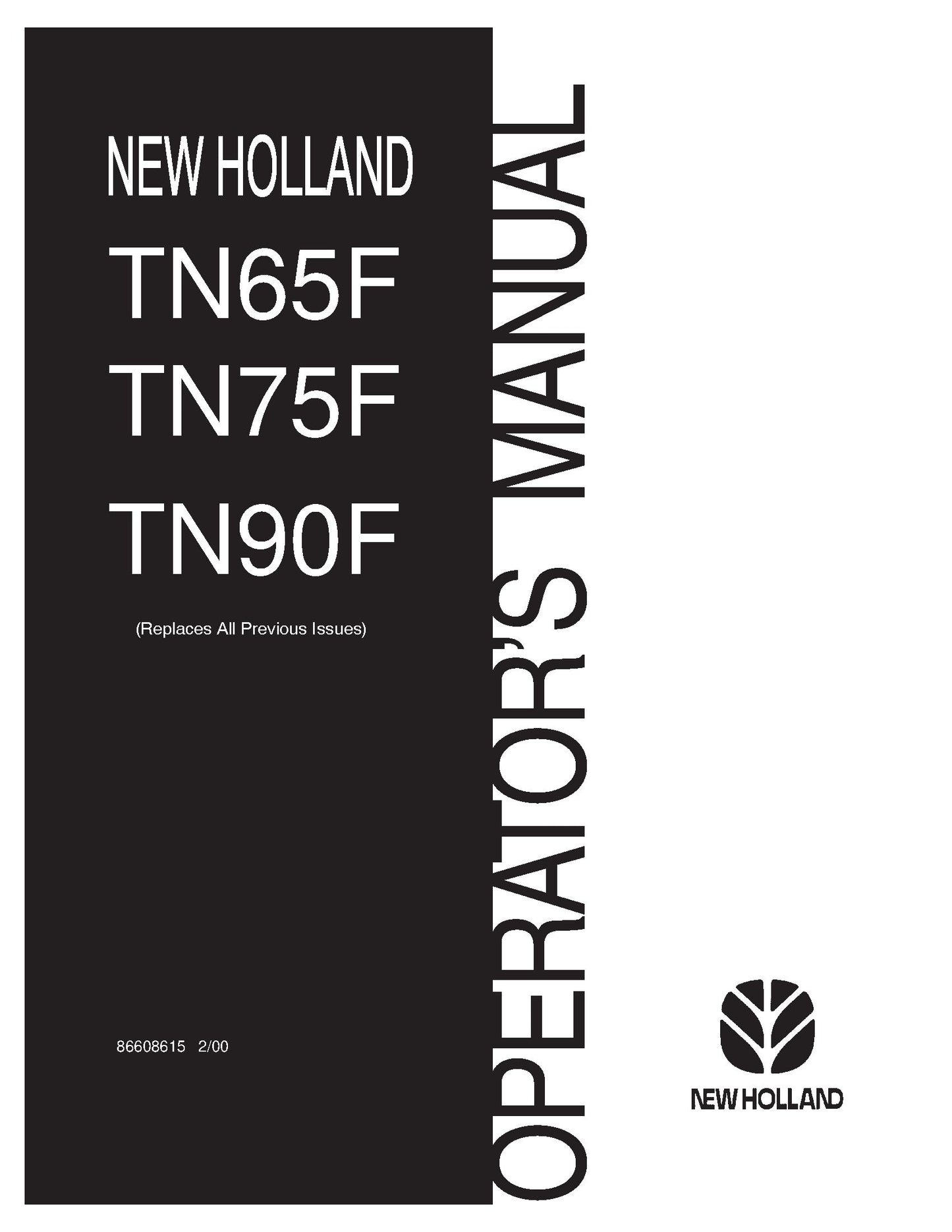 New Holland TN65F TN75F TN90F Operator's Manual (86608615)