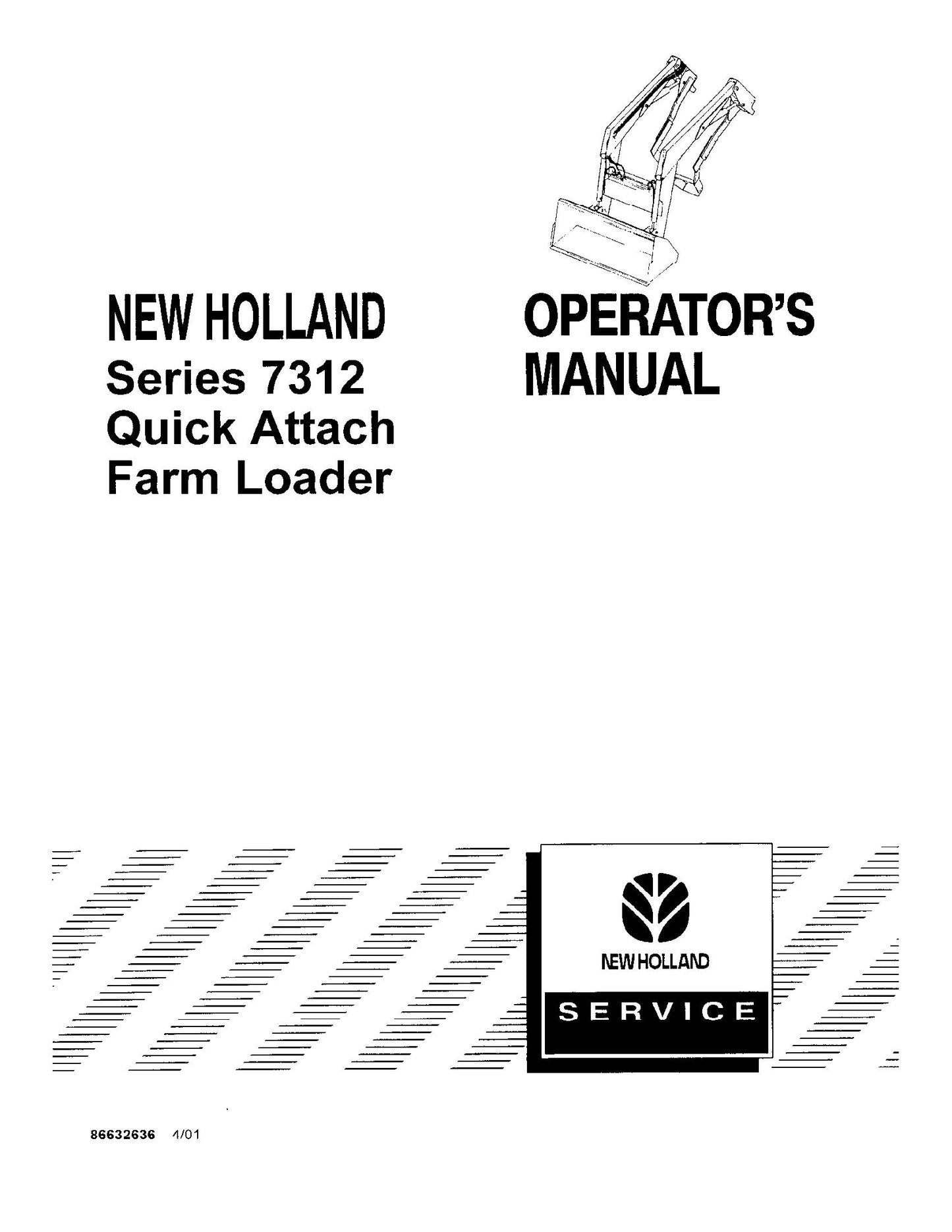 New Holland 7312 Series Quick Attach Ldr on TM &60 Series Trac Operator's Manual (86632636)