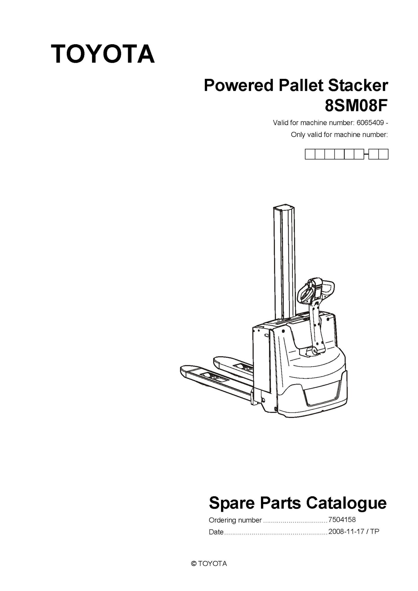 Toyota 8SM08F SN6065409 Spare Parts Catalog