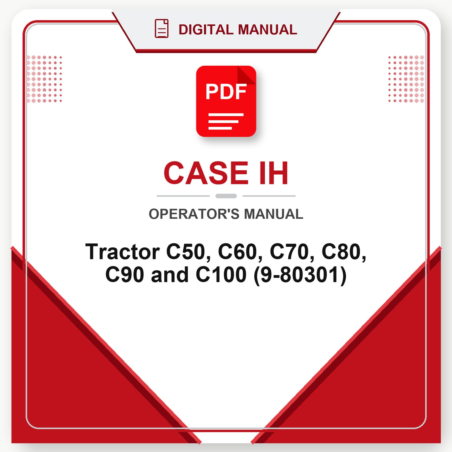 Case IH Tractor C50, C60, C70, C80, C90 and C100 Operator's Manual (9-80301)
