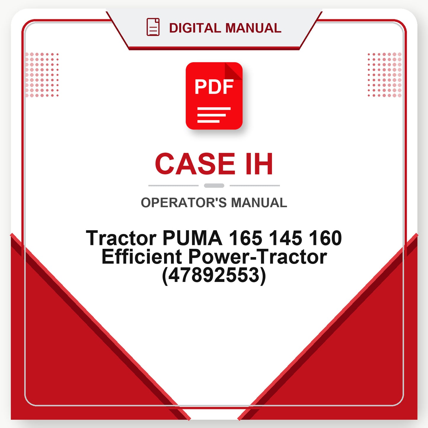 Case IH Tractor PUMA 165 145 160 Efficient Power-Tractor Operator's Manual (47892553)