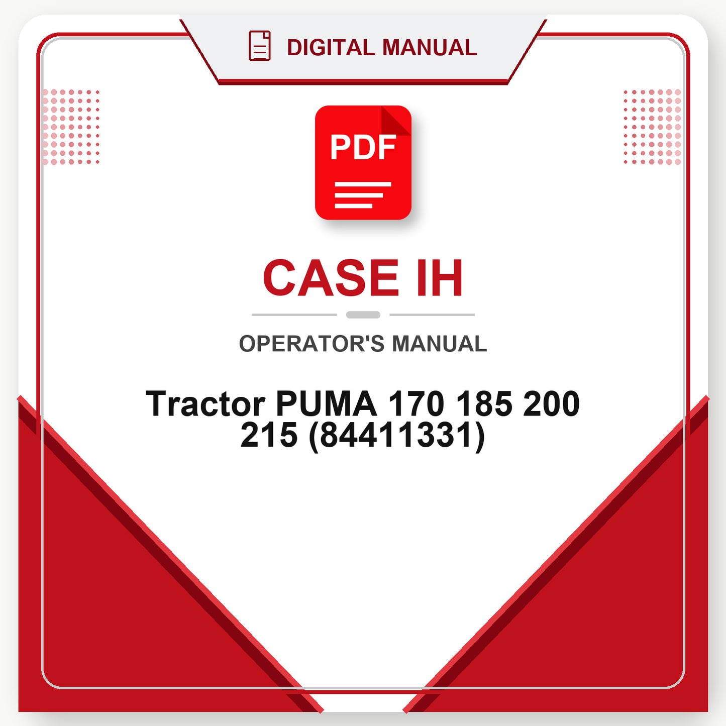 Case IH Tractor PUMA 170 185 200 215 Operator's Manual (84411331)