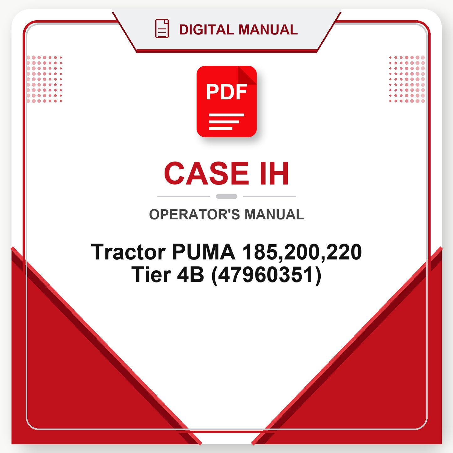 Case IH Tractor PUMA 185,200,220 Tier 4B Operator's Manual (47960351)