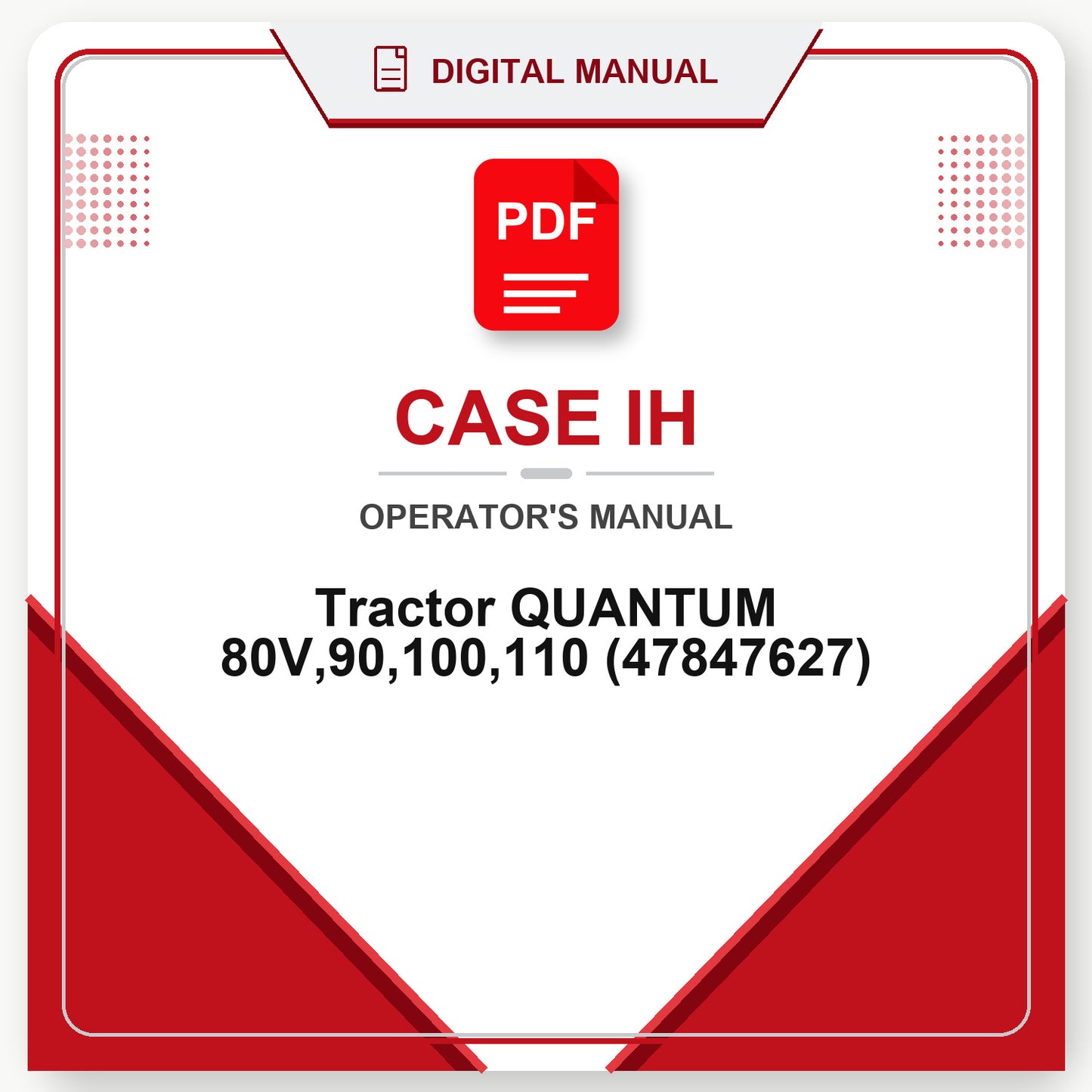 Case IH Tractor QUANTUM 80V,90,100,110 Operator's Manual (47847627)