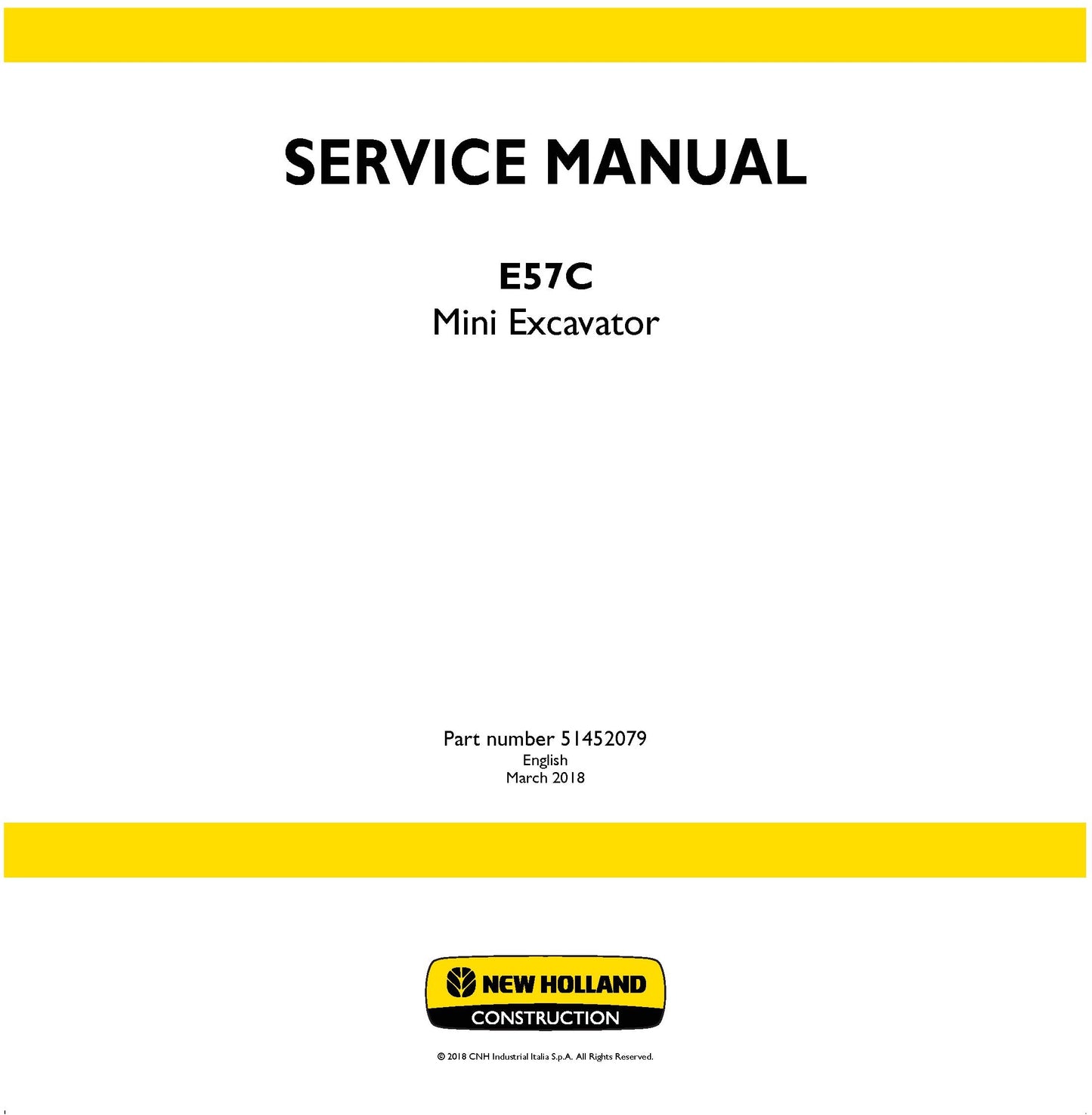 New Holland E57C Mini Excavator Service Repair Manual 51452079