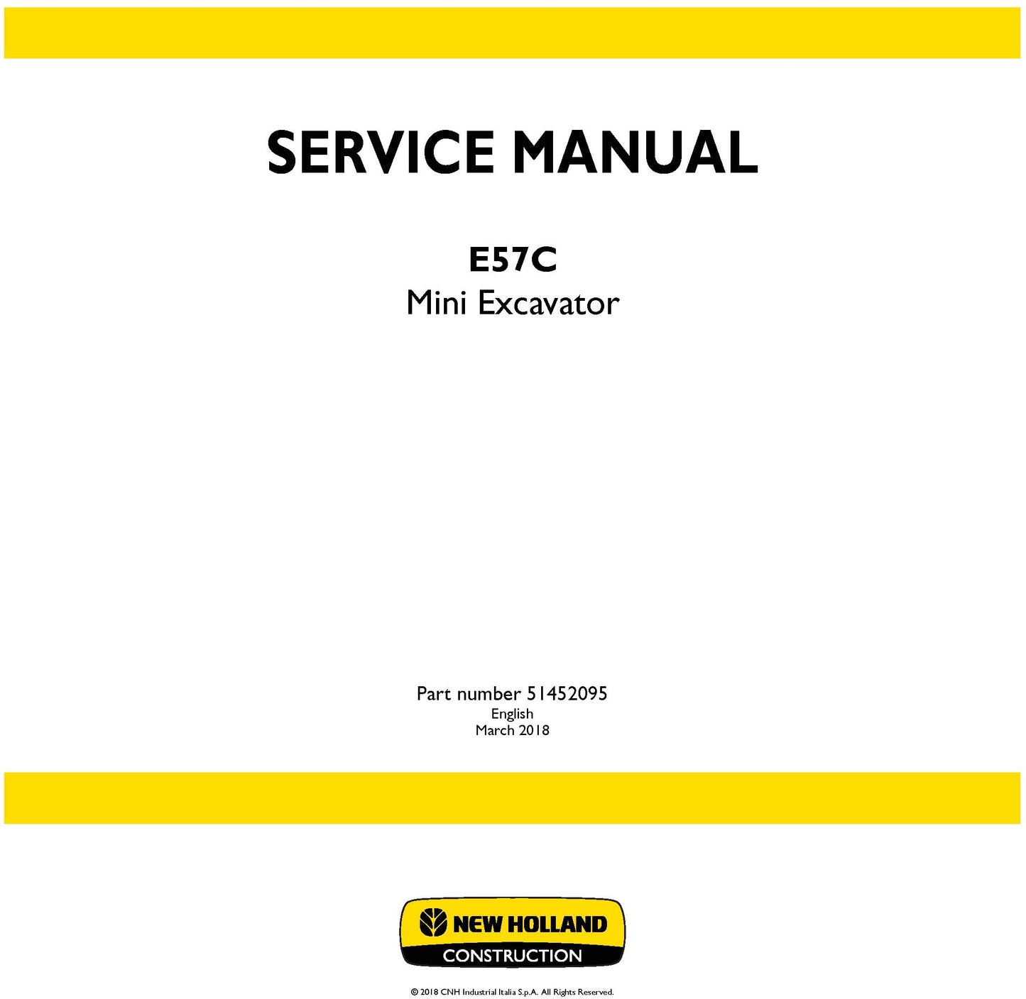 New Holland E57C Mini Excavator Service Repair Manual 51452095