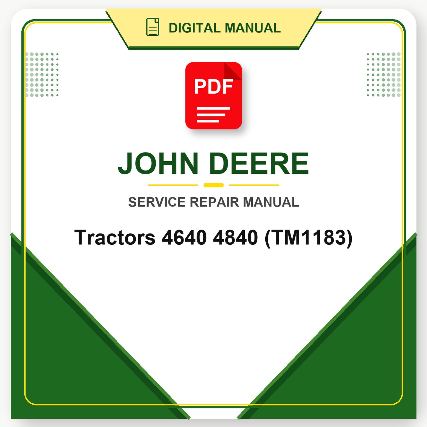 John Deere Tractors 4640 4840 Technical Manual (TM1183)