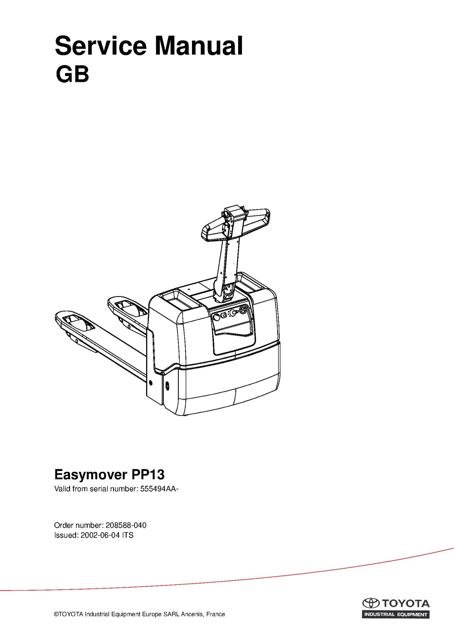 Toyota PP13 SN 555494 Spare Parts Catalog