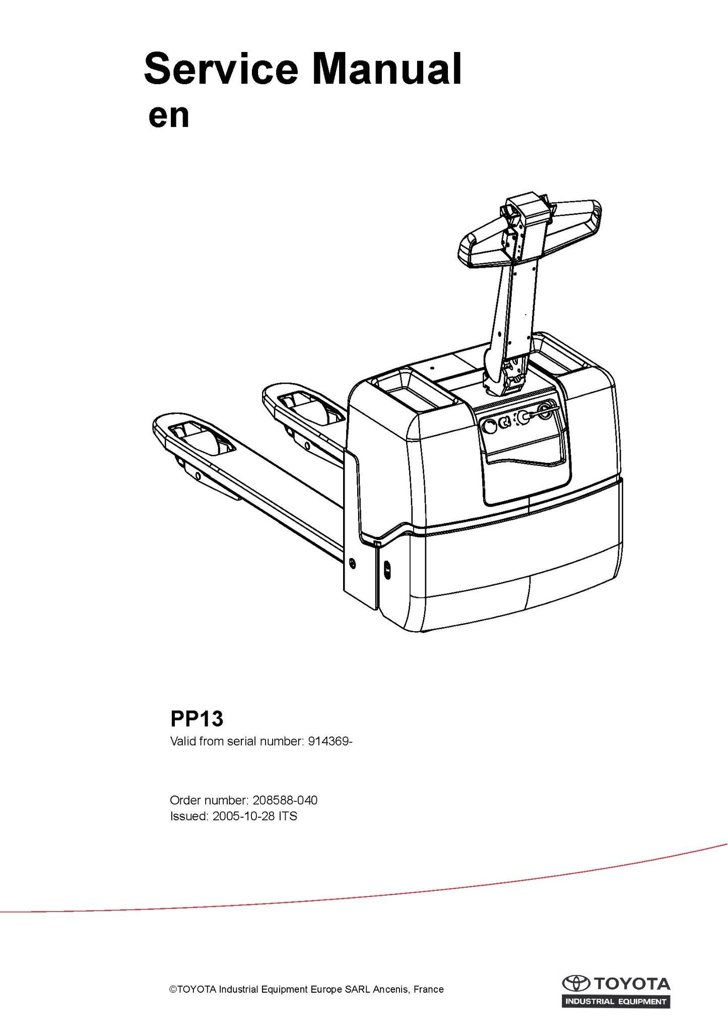 Toyota PP13 SN 914369 Spare Parts Catalog
