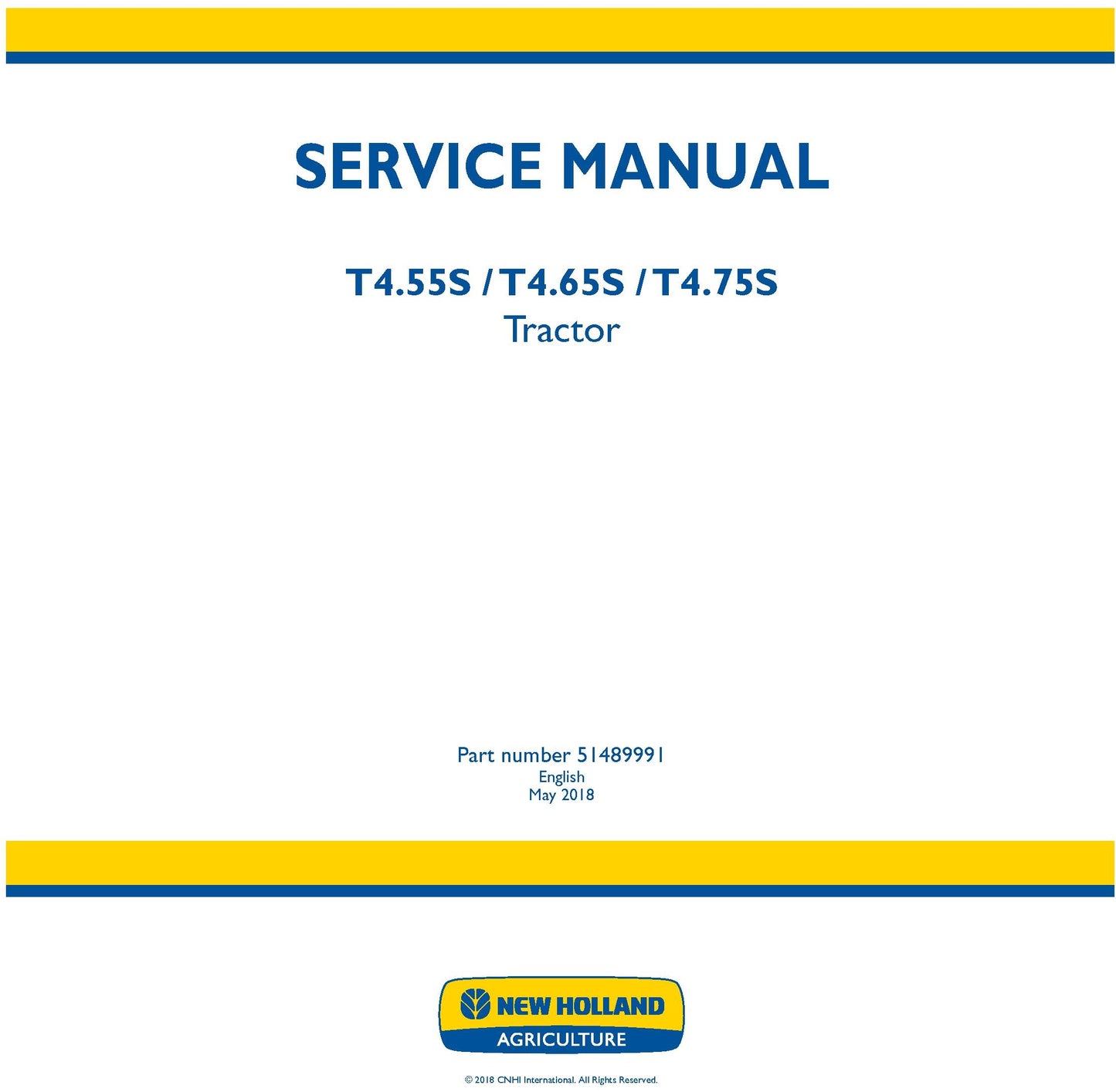 New Holland T4.55S T4.65S T4.75S Tractor Service Repair Manual 51489991