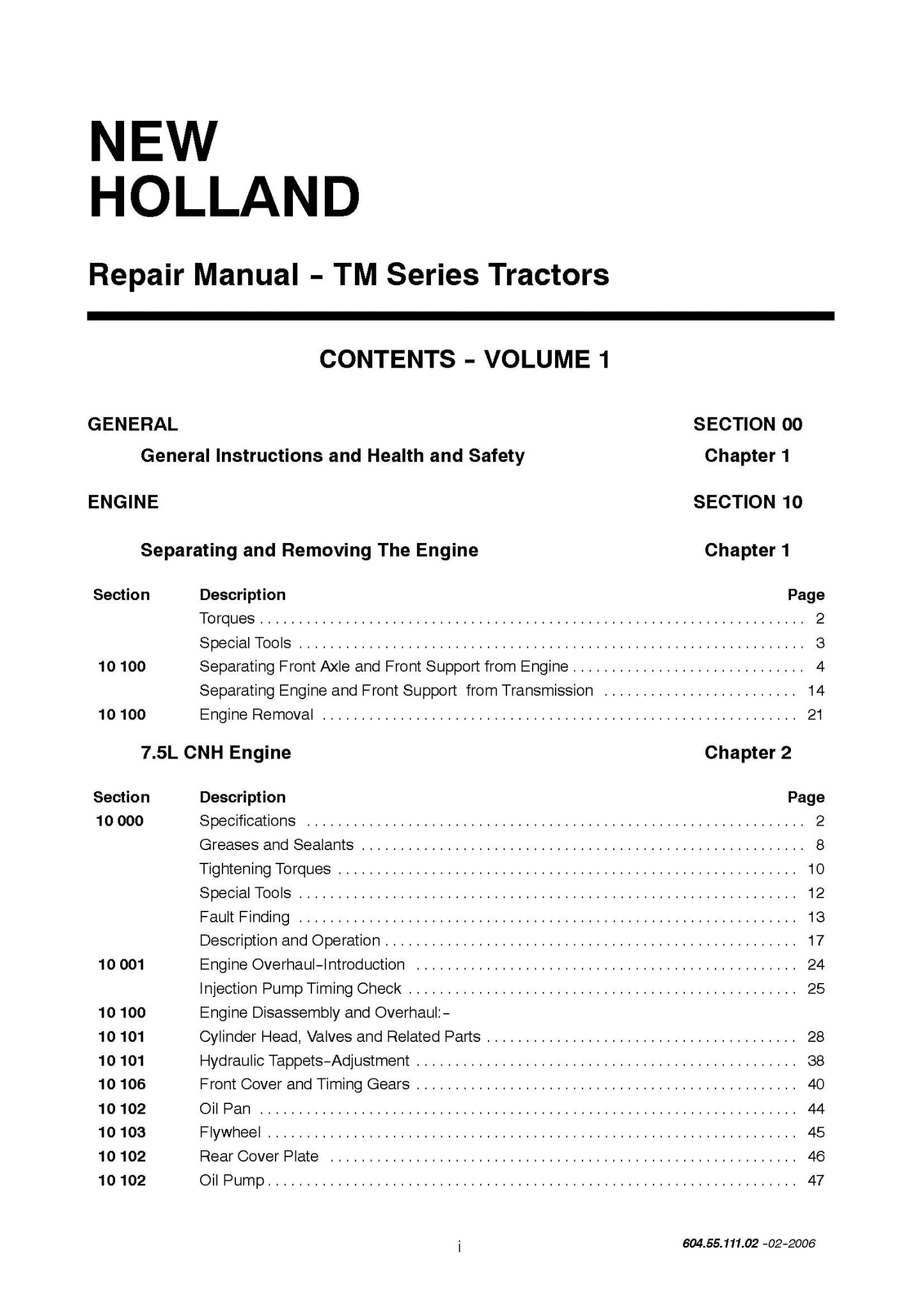 New Holland TM Series Tractor Service Manual (6045511102)