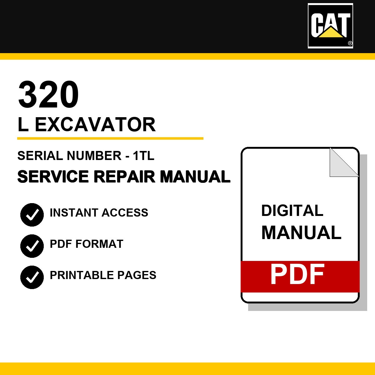 Caterpillar 320 L Excavator Serial Number - 1TL Service Repair Manual