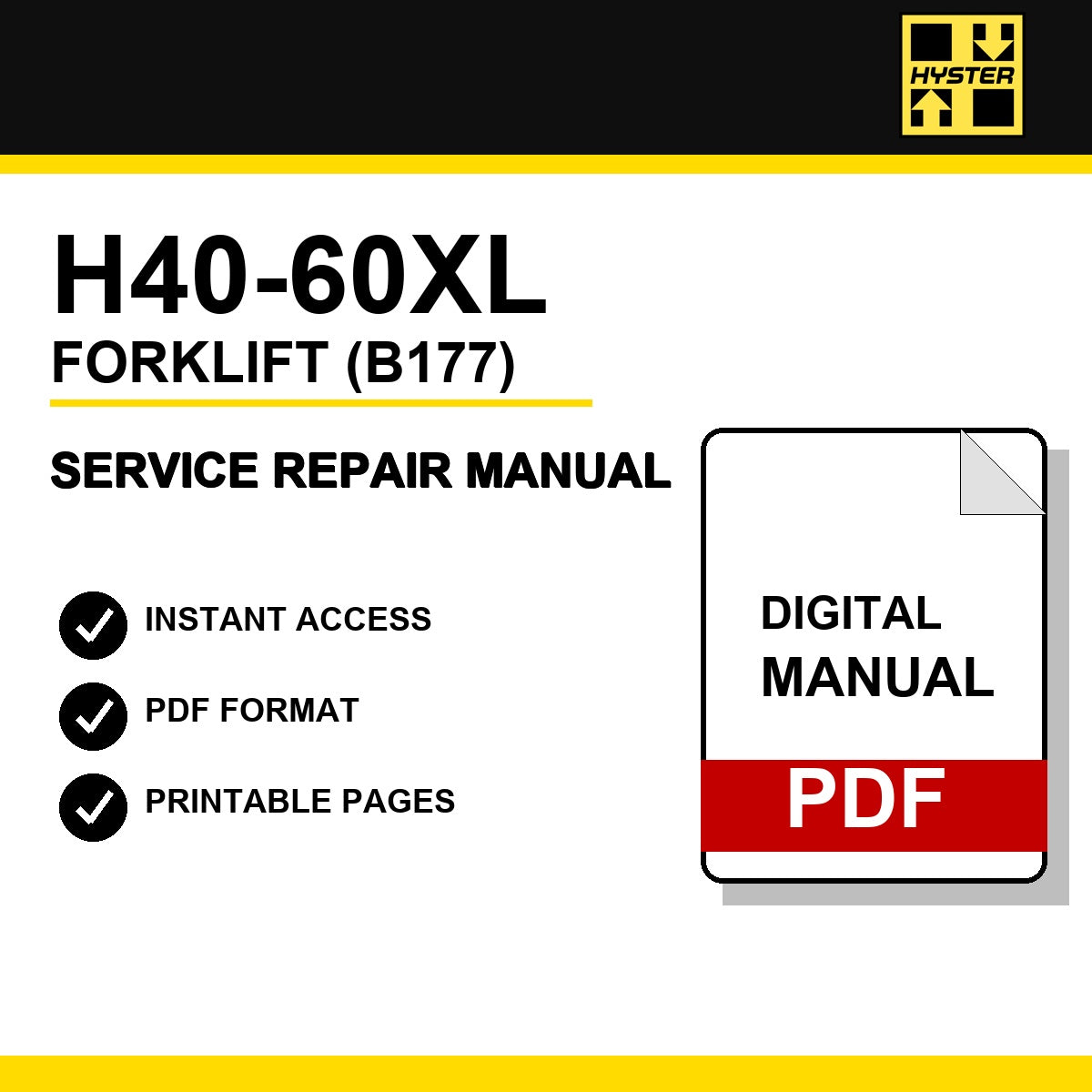 Hyster H40-60XL Forklift Service Repair Manual (B177)