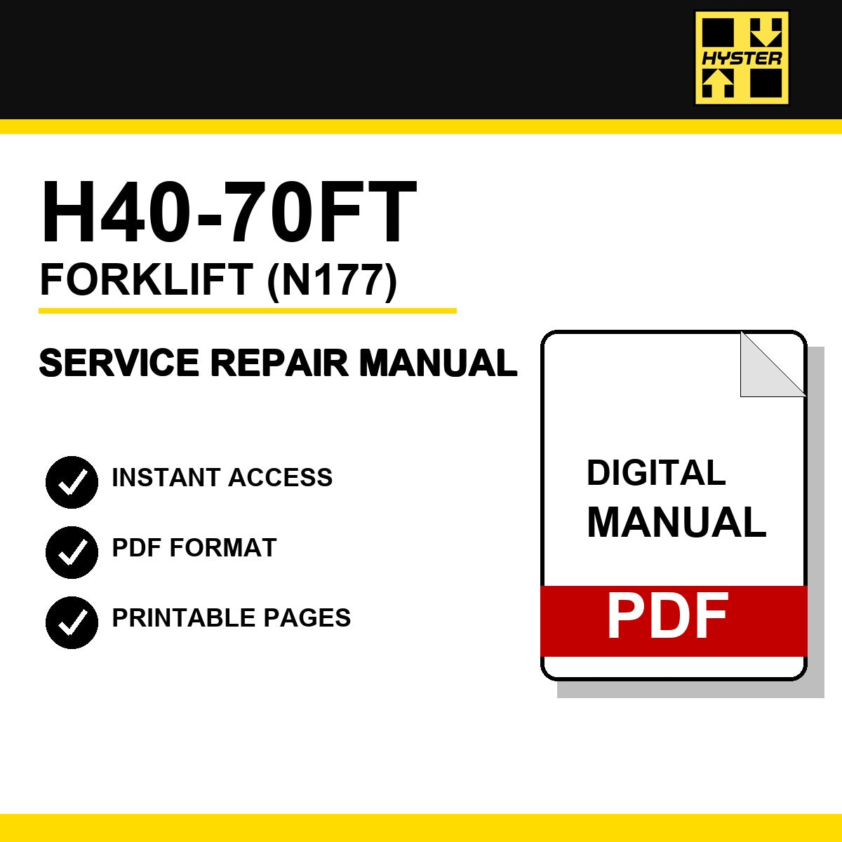 Hyster H40-70FT Forklift Service Repair Manual (N177)