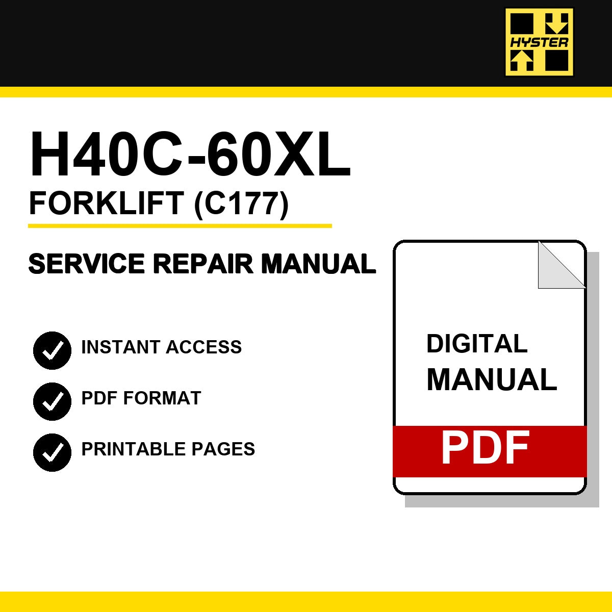 Hyster H40c-60XL Forklift Service Repair Manual (C177)