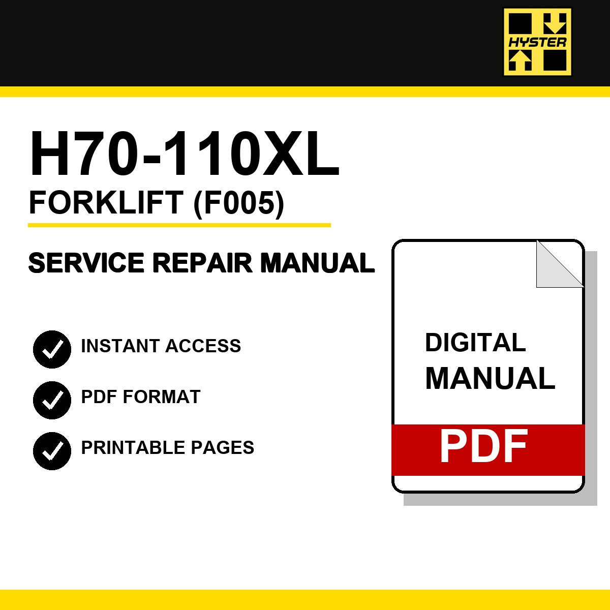 Hyster H70-110XL Forklift Service Repair Manual (F005)