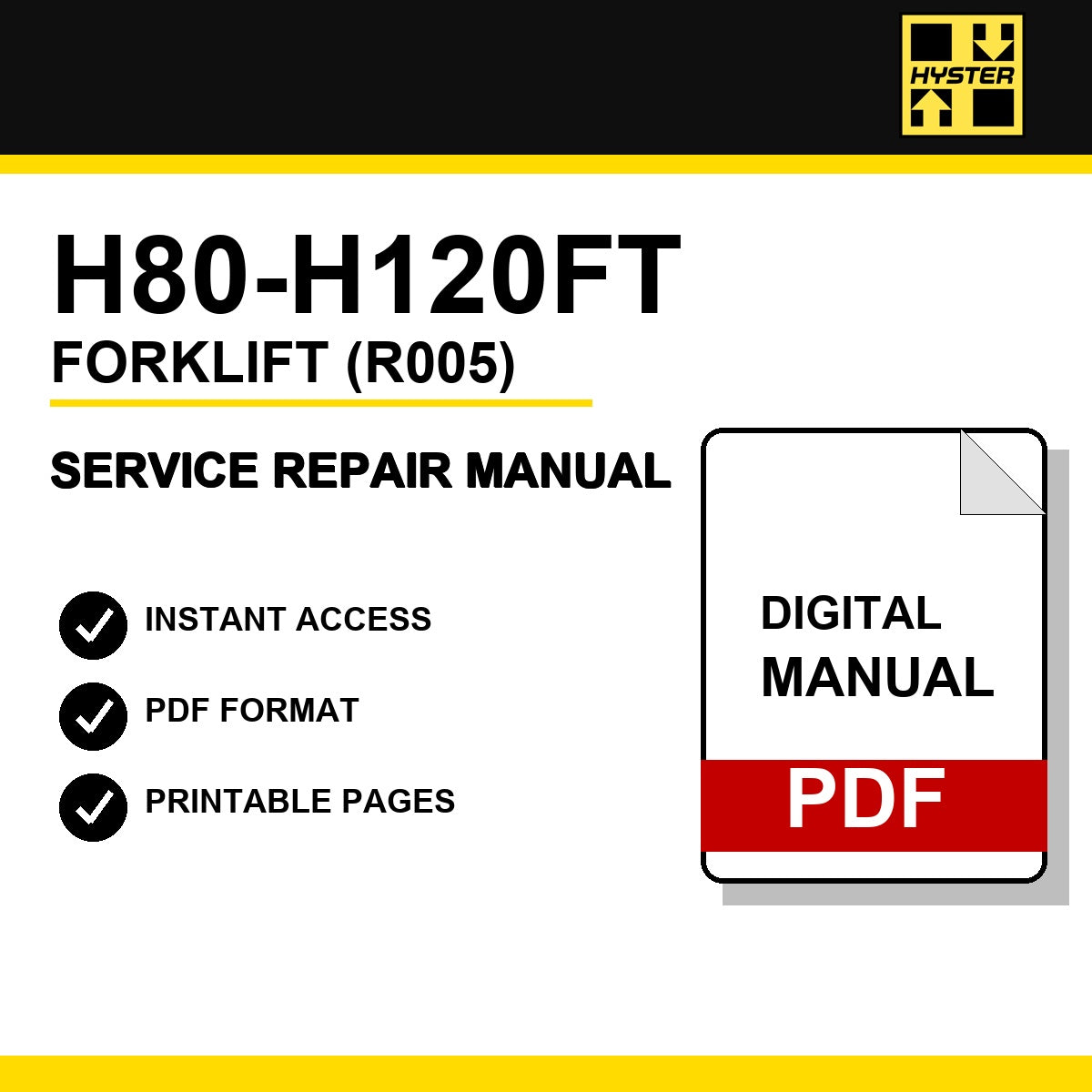 Hyster H80-H120FT Forklift Service Repair Manual (R005)