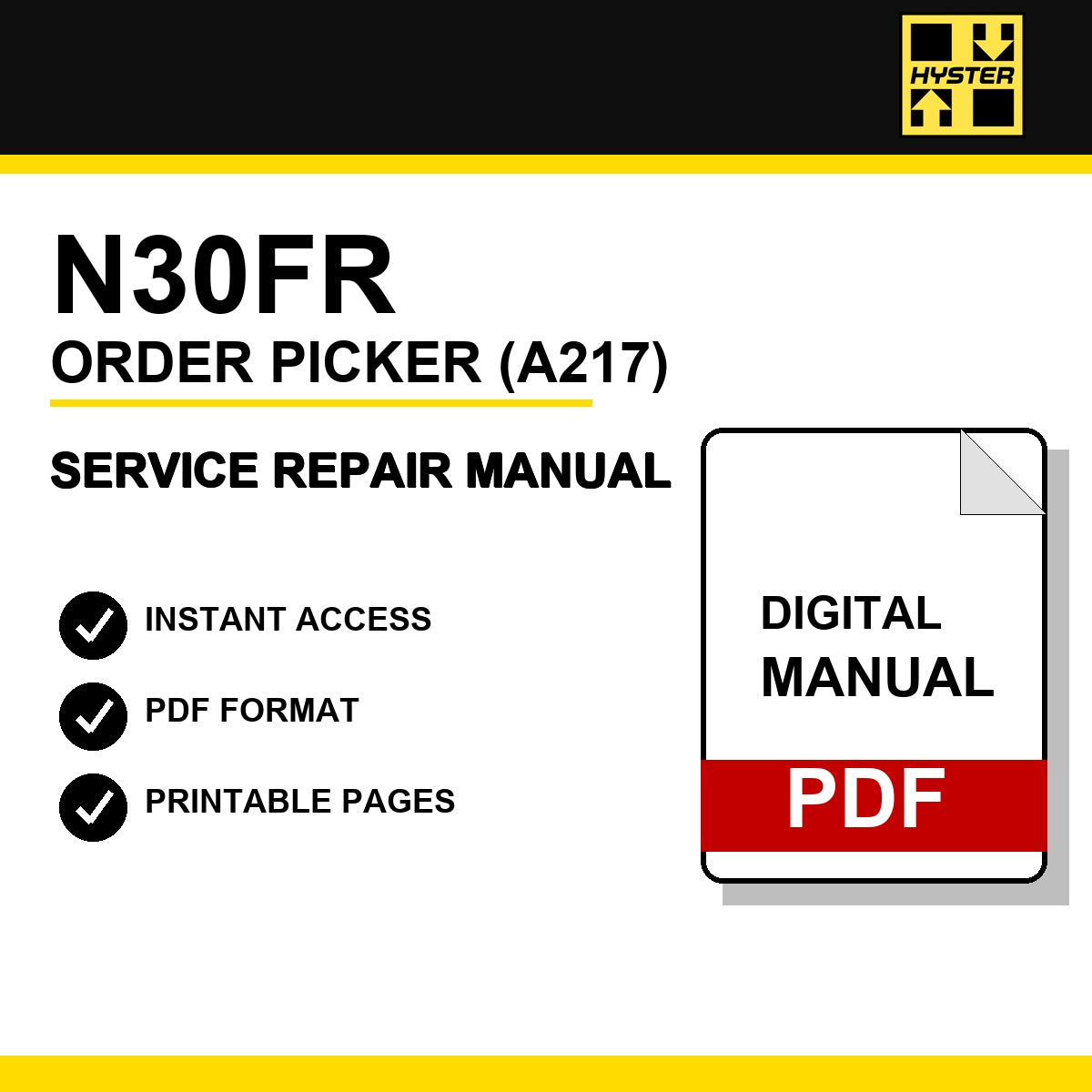 Hyster N30FR Order Picker Service Repair Manual (A217)