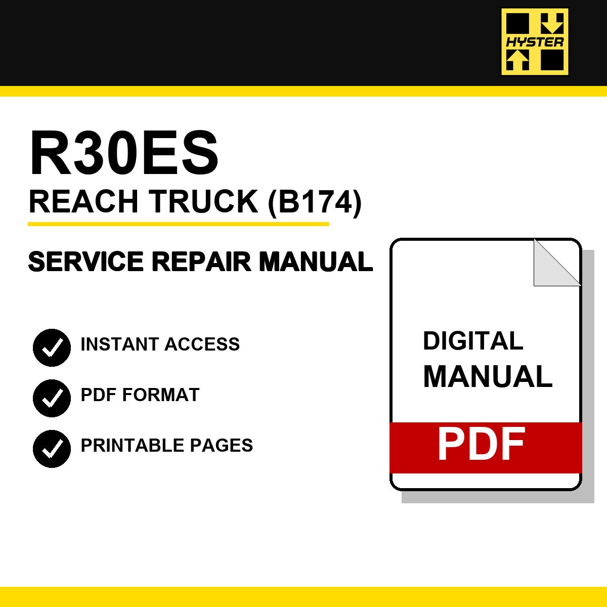 Hyster R30ES Reach Truck Service Repair Manual (B174)