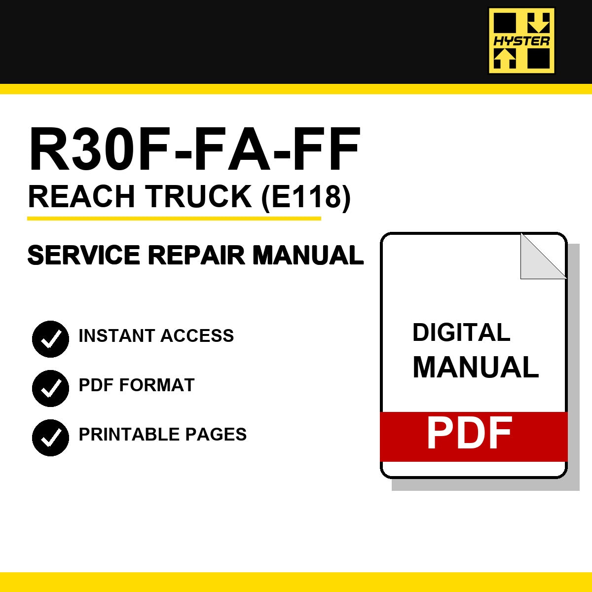 Hyster R30F-FA-FF Reach Truck Service Repair Manual (E118)