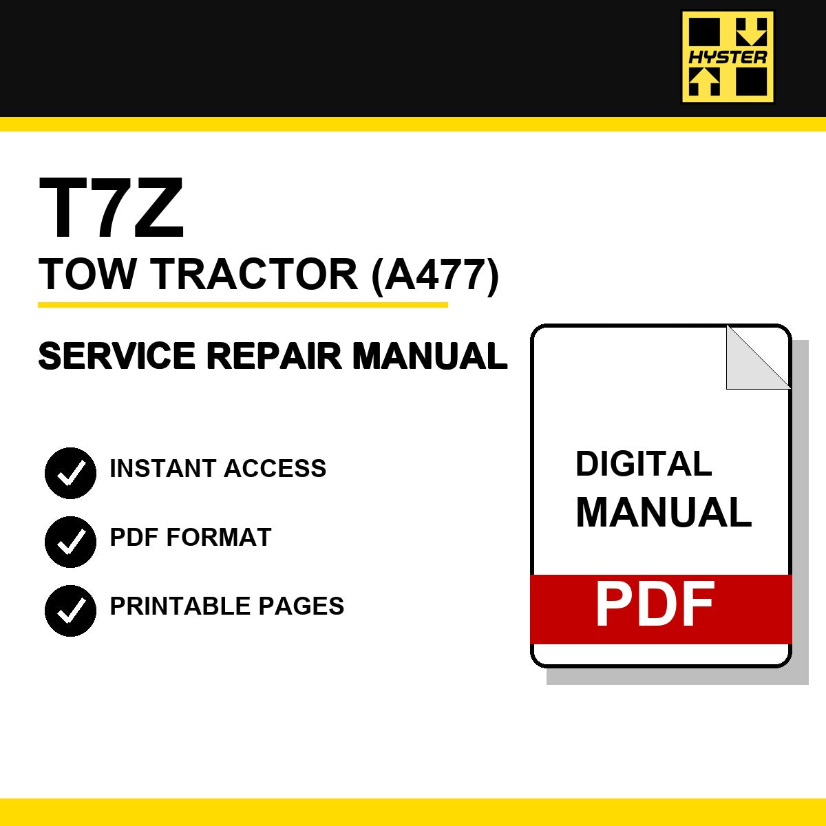Hyster T7Z Tow Tractor Service Repair Manual (A477)