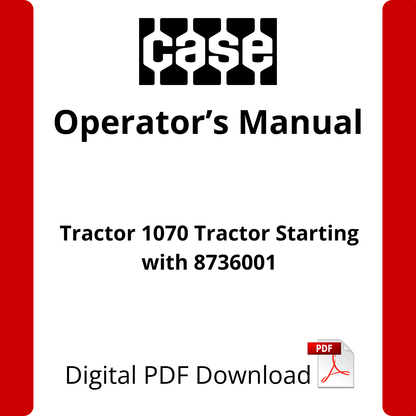 Case IH Tractor 1070 Tractor Starting with 8736001 Operator's Manual (9-4692)