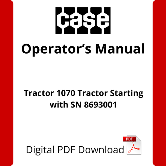 Case IH Tractor 1070 Tractor Starting with SN 8693001 Operator's Manual (9-4031)