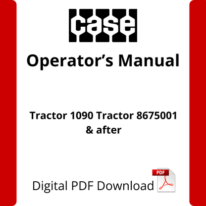 Case IH Tractor 1090 Tractor 8675001 & after Operator's Manual (9-2832)