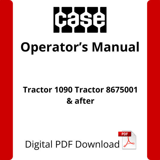 Case IH Tractor 1090 Tractor 8675001 & after Operator's Manual (9-2832)