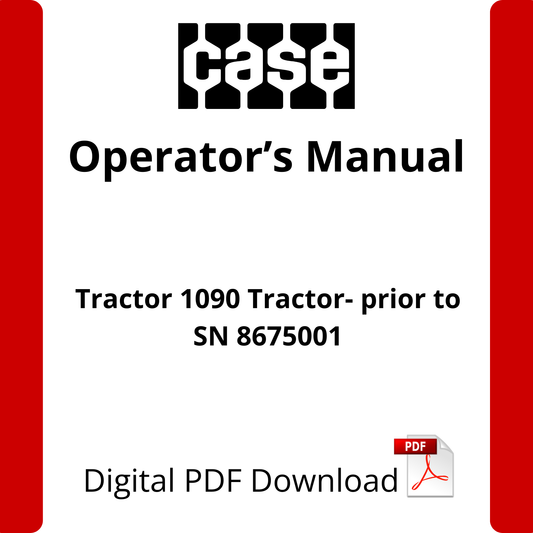 Case IH Tractor 1090 Tractor- prior to SN 8675001 Operator's Manual (9-2741)