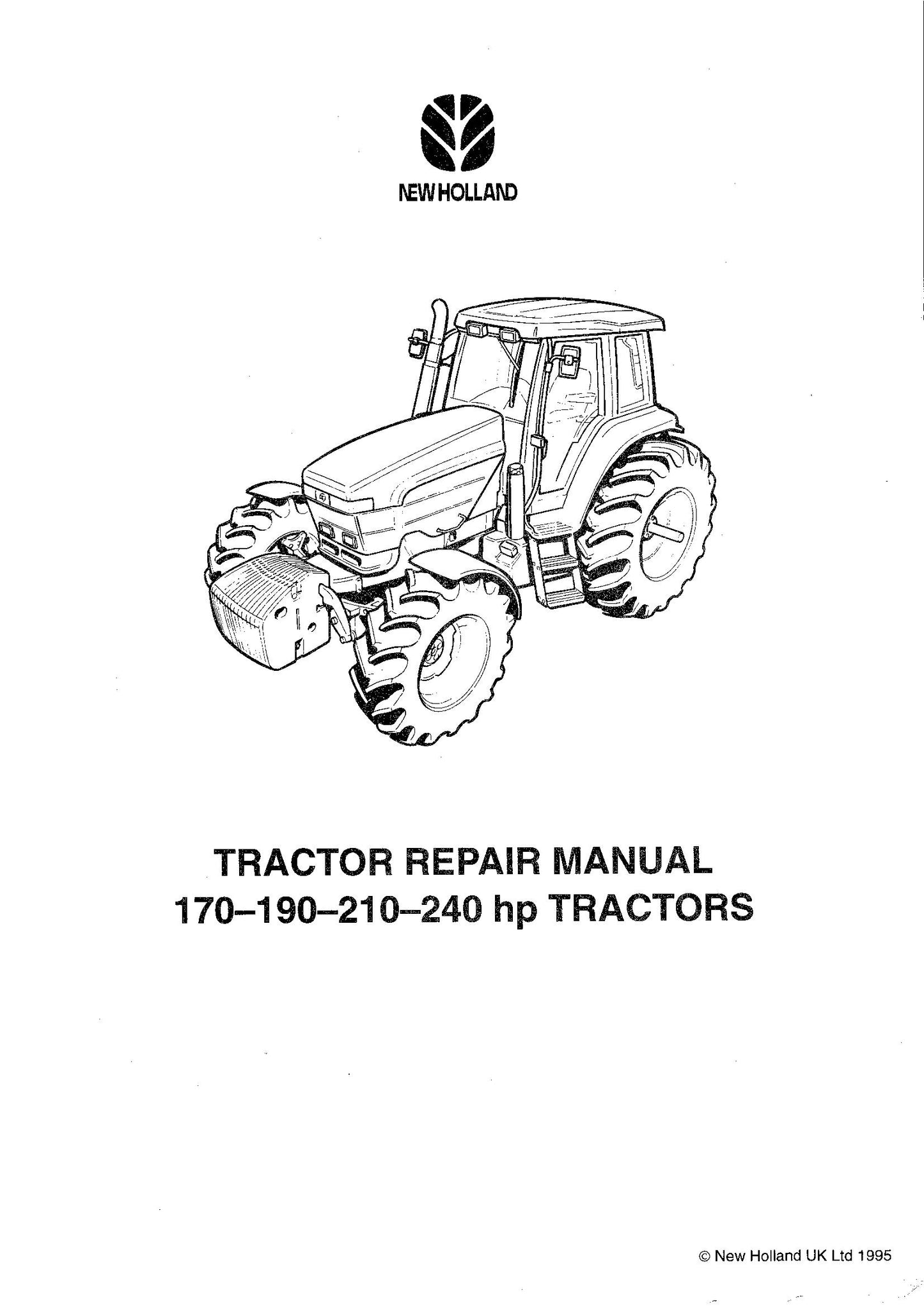 New Holland 170 190 210 240hp Tractor Service Repair Manual (6035430100)