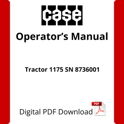 Case IH Tractor 1175 SN 8736001 Operator's Manual (9-4701)