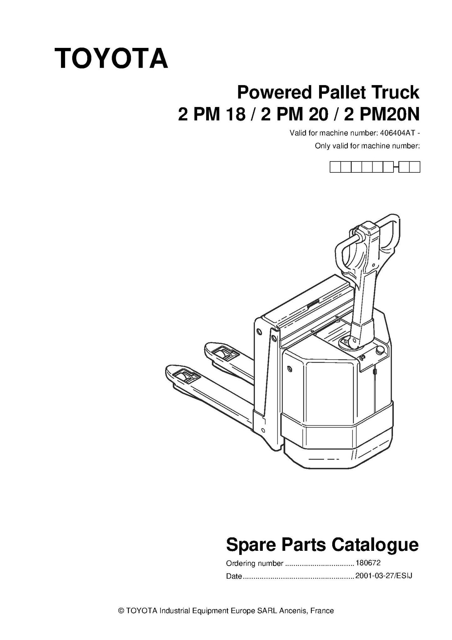 Toyota 2PM18 2PM20 2PM20N Spare Parts Catalog
