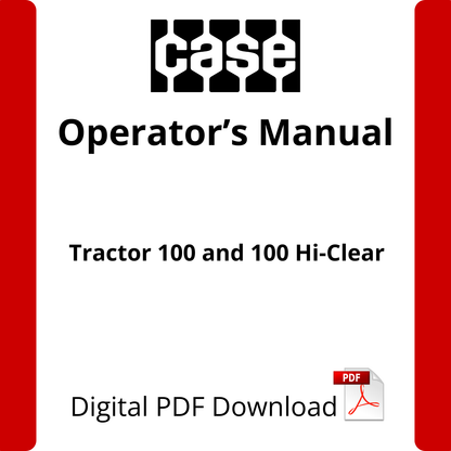 Case IH Tractor 100 and 100 Hi-Clear Operator's Manual (1004459R2)