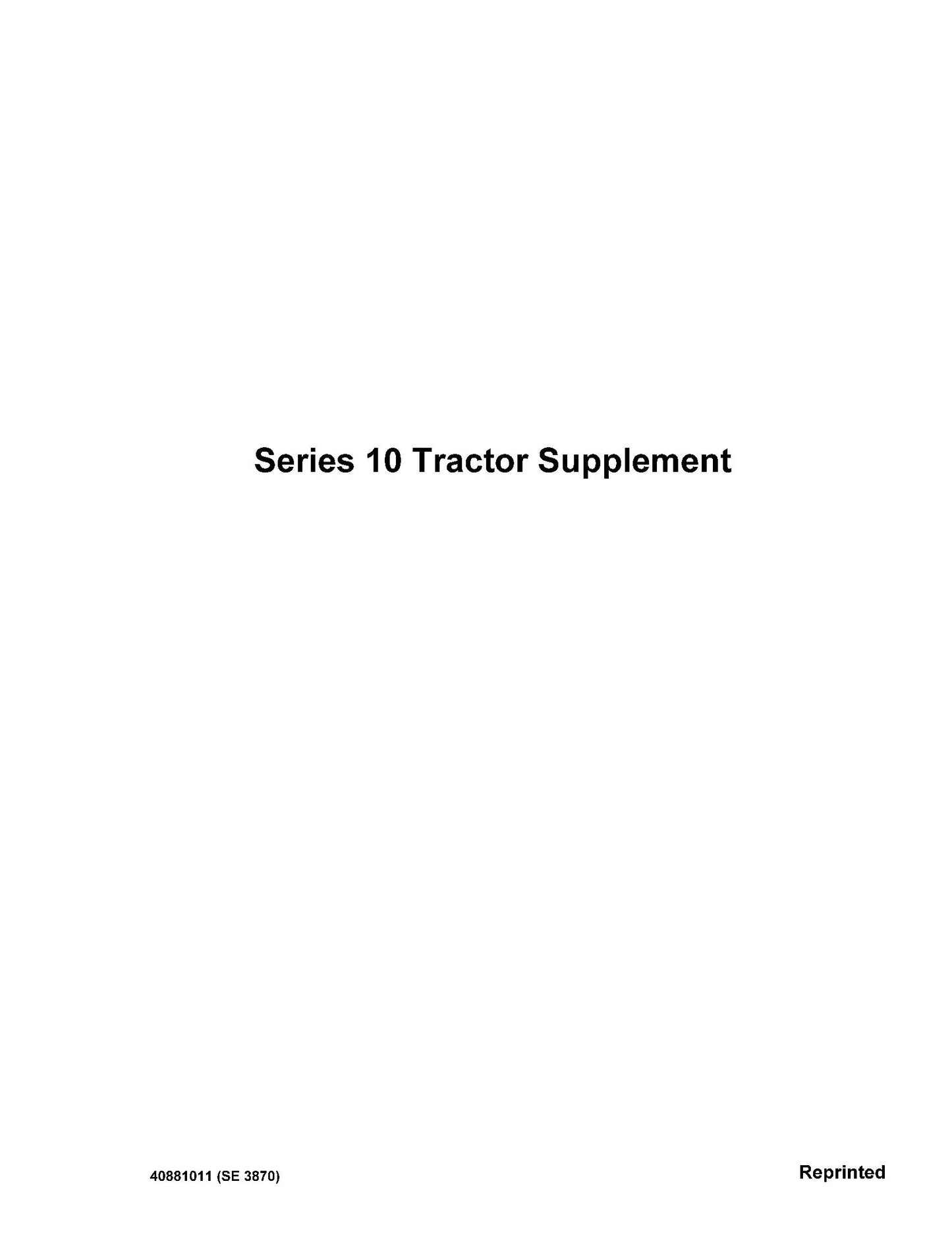 Ford Series 10 Tractor Supplement Operator's Manual (40881011)