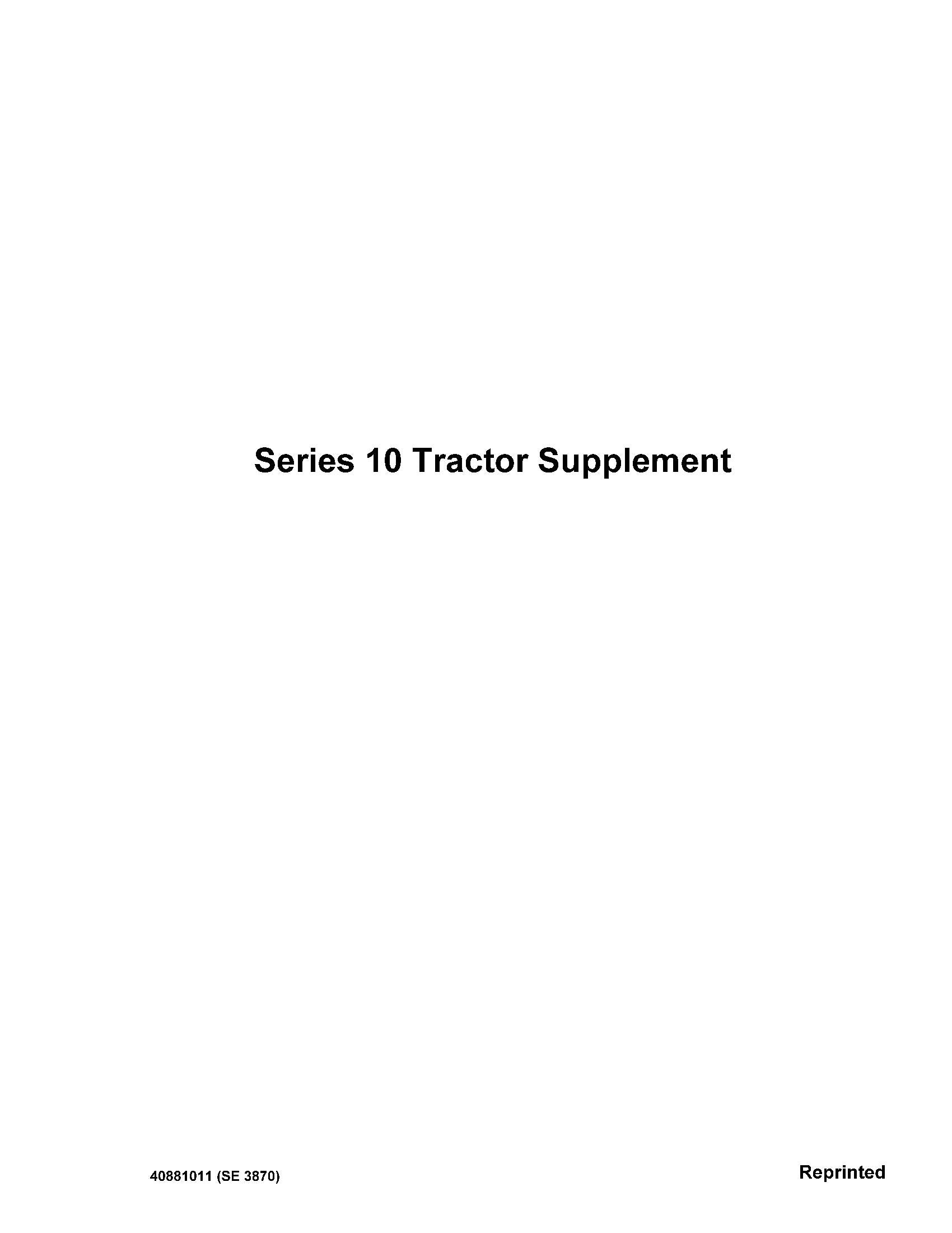 Ford Series 10 Tractor Supplement Operator's Manual (40881011)