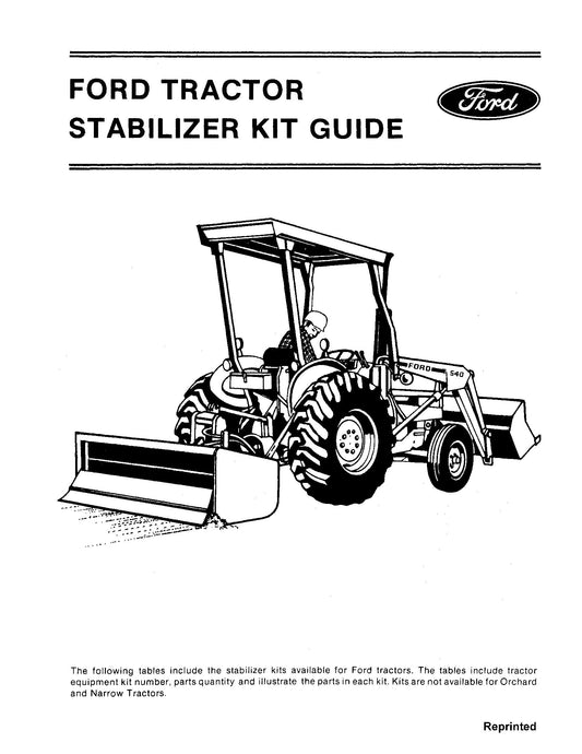 Ford Tractor Stabilizer Guide Kit Operator's Manual (41881010)
