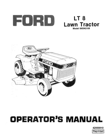Ford Lt 8 Lawn Tractor Operator's Manual (42000810)