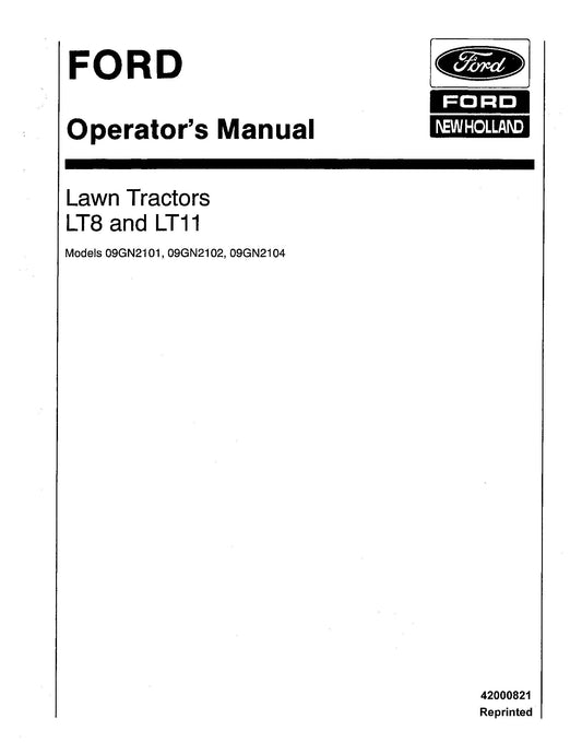 Ford LT8 LT11 Lawn Tractor Operator's Manual (42000821)
