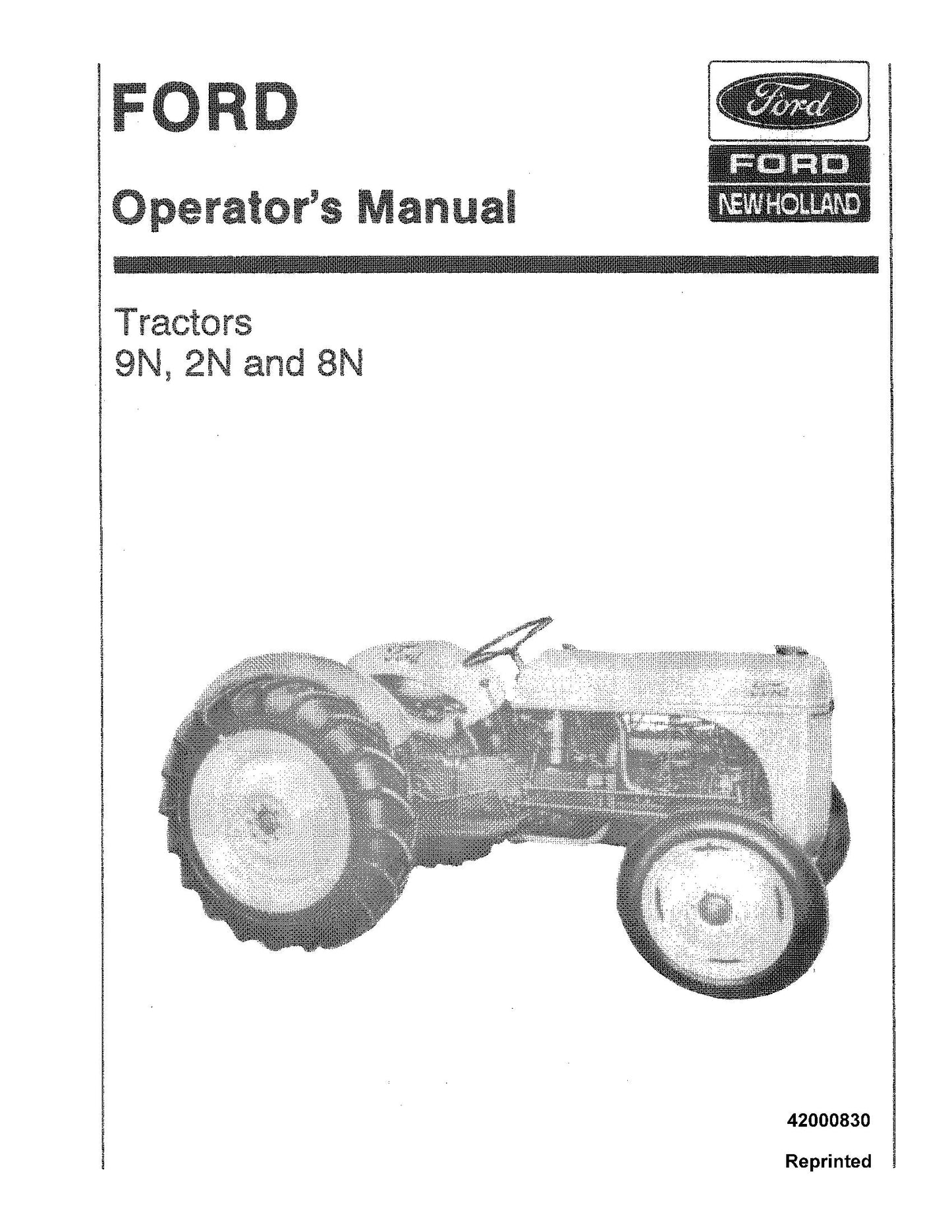Ford 9N 2N 8N Tractor Operator's Manual (42000830)