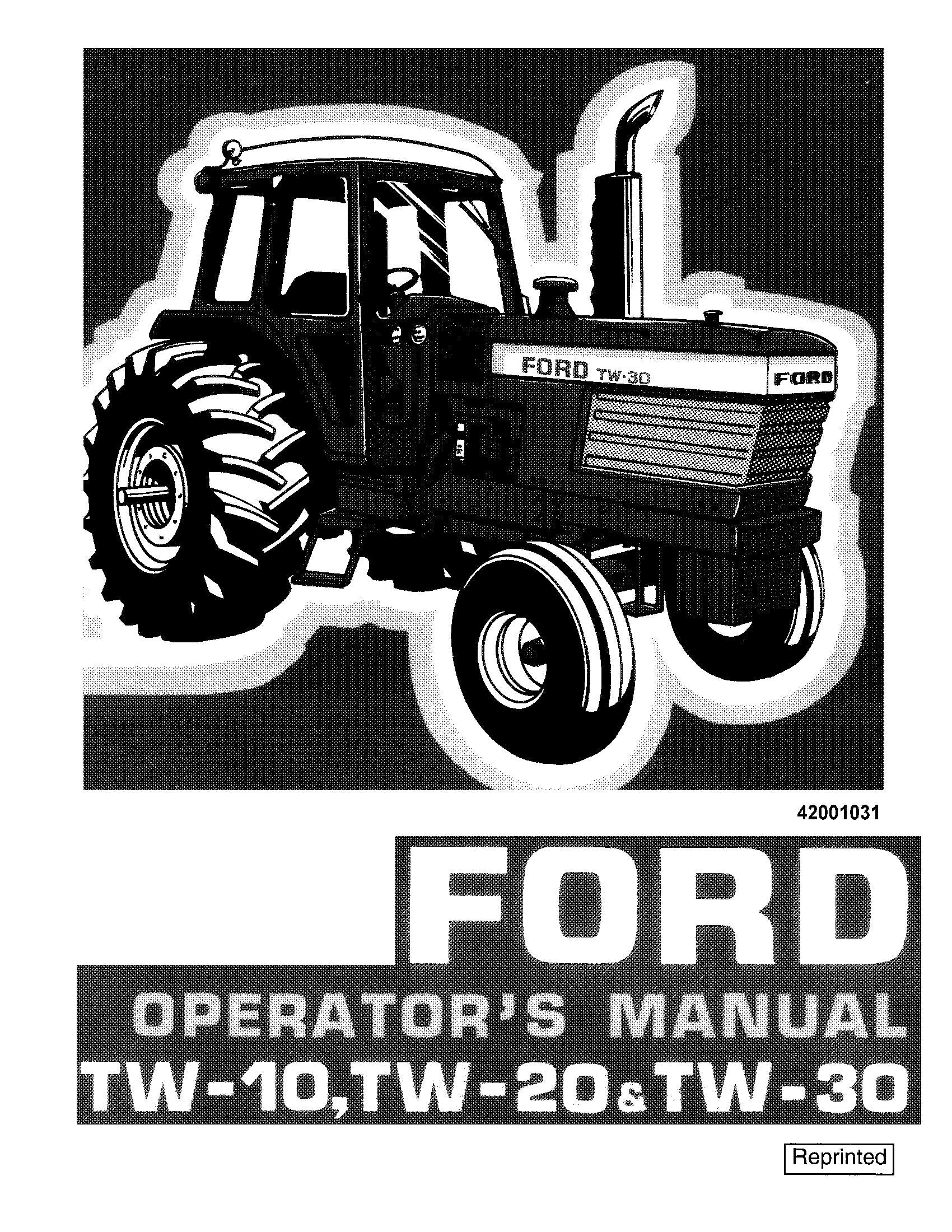 Ford TW10 TW20 TW30 Operator's Manual (42001031)